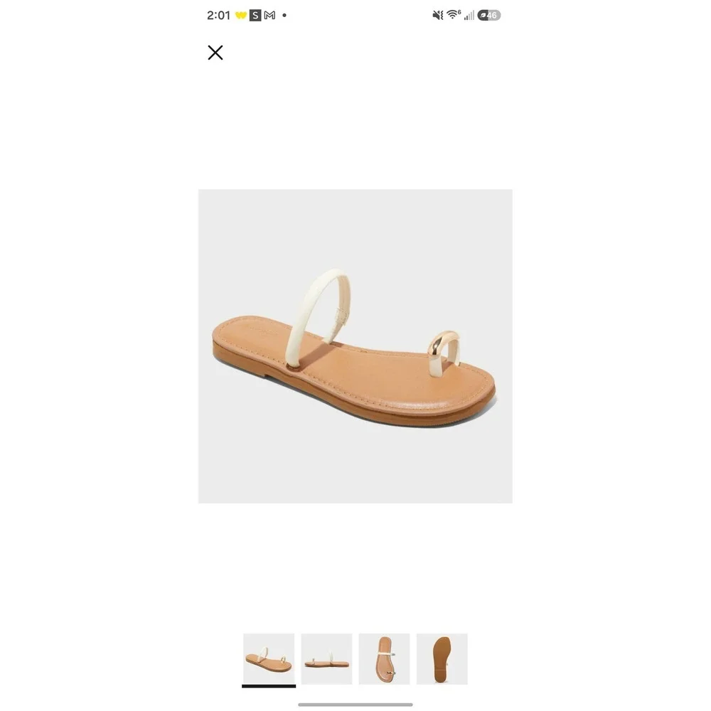 Universal Thread Clara Toe Ring Sandals Cream Square Open Toe Slip On Womens 8 - Picture 1 of 6